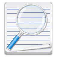 Notebook with magnifying glass