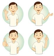 Gesturing cartoon casual man set