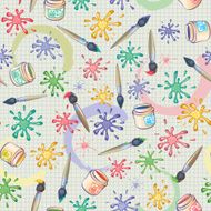 Vector seamless background of paintbrush and blots Exercise book