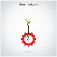 Green industry concept Small plant and gear symbol business green idea N2