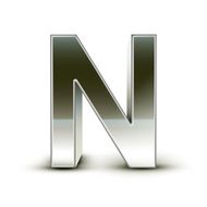 3d silver steel letter N N5