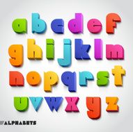 3D alphabet colorful font style
