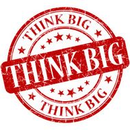 Think big grunge round red stamp