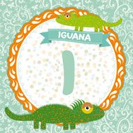 ABC animals I is iguana Childrens english alphabet Vector N2