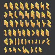 Alphabet in isometric style with spanish letters