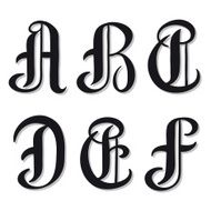 Alphabet letters A B C D E F serif characters