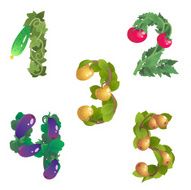 numbers 1-5 made from different plants with fruits