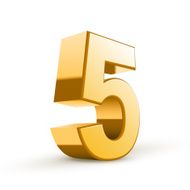 3d shiny golden number 5 N3