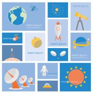 Astronomy science and space icon set