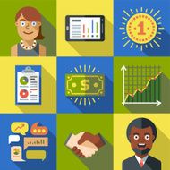 Business startup square icon set 3 Trendy illustrations
