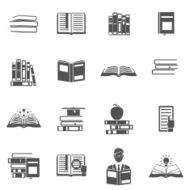 Books Flat Silhouette Icon Set