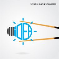 Creative light bulb concept and chopsticks symbol