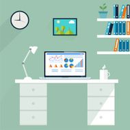 Office workstation Computer in workspace vector N2