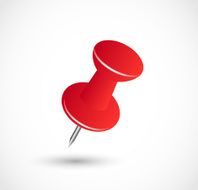 Red pushpin on a white background with shadow vector