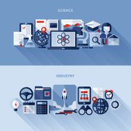 Flat vector design elements of science and industry