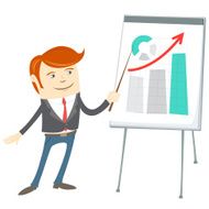 Office man presentating a graph on flipchart N2