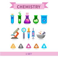 Chemistry Vector flat icon set