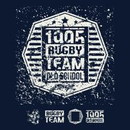 College rugby retro emblem and design elements