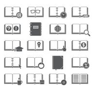 Books and Symbols Icons Set