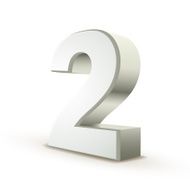 3d shiny silver number 2 N2