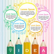 creative template infographic with colorful pencils drawing line