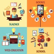 Flat concept for web education school science and teacher