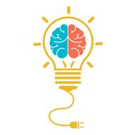 Creative brain and light bulb