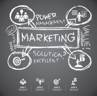 info graphic Template hand drawn elements on blackboard background N15