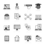 Online Education Icons Black