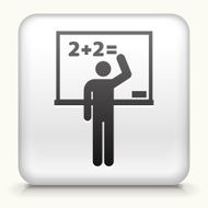 White Square Button with school Whiteboard