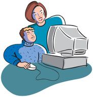 Mom and kid at computer N2