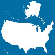 Cutout silhouette map of USA