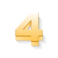 3d shiny golden number 4 N3