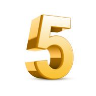3d shiny golden number 5 N4