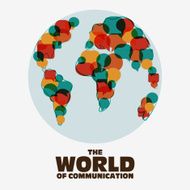 World map with speech bubbles Translating interpreter and communication concept N2