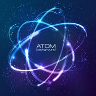 Vector shining neon lights atom model N3