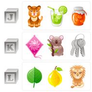 Alphabet letters J K L icon set N2