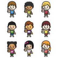 Cute kids making victory sign N2