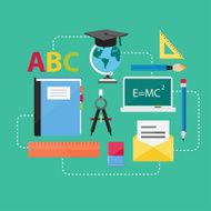 Flat Design Concept Education and E-Learning Icons Vectors