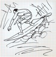 Surfing sketch illustration N2