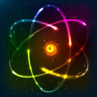 Shining neon atom model vector illustration