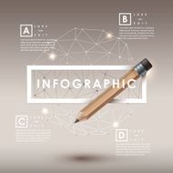 creative template with wooden pencil infographic
