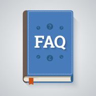 FAQ book illustration in flat style