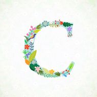 The letter C Bright floral element of colorful alphabet