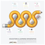 Education And Learning Step Infographic With Curve Pencil Diagram