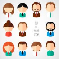 Office people icons set Man Woman Flat style Faces characters N3