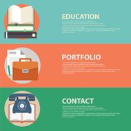Flat style business portfolio contact and education concept