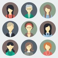 Female Faces Icons Set