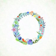 The letter O Bright floral element of colorful alphabet