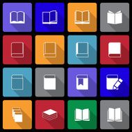 Book Icon set wiht Long Shadow
